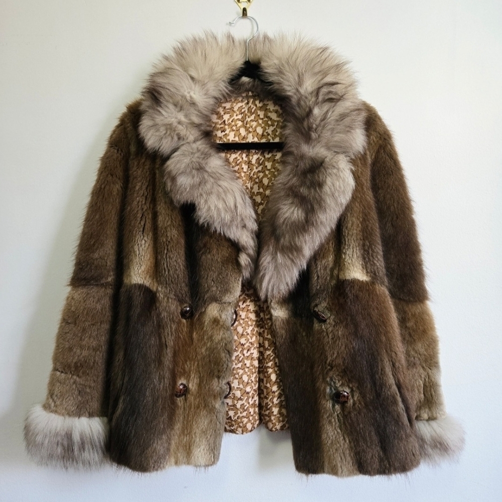Real Fur Vintage Coat + Rebecca Taylor Snake Velvet Silk Jacket Bundle